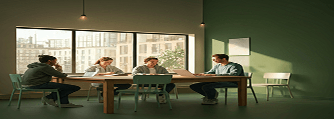 Warm, naturally lit student boarding room